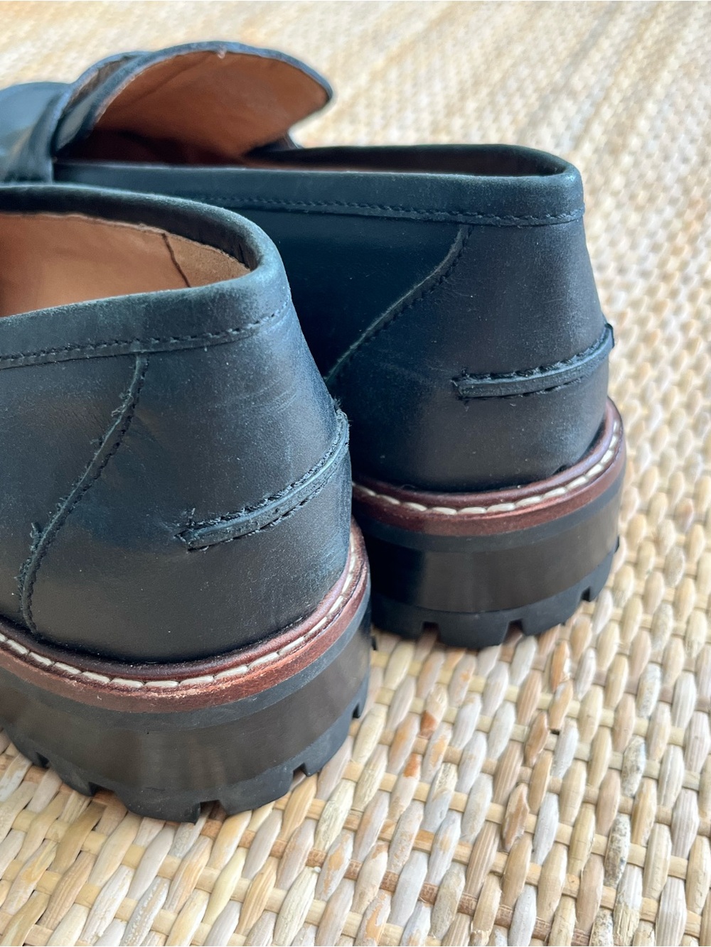 Madewell Black Leather Lugsole Penny Loafers - Size 7 - Picture 9 of 11